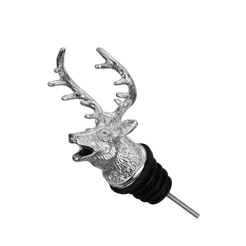 Zinc Alloy Wine/Whiskey Pourer and Bottle Stopper Deer Stag Head Shape
