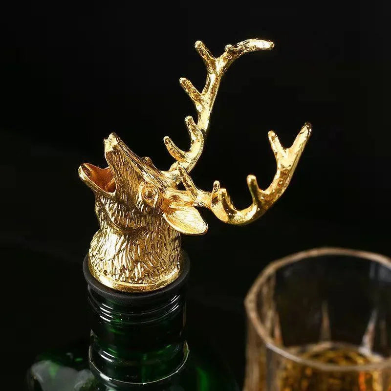 Zinc Alloy Wine/Whiskey Pourer and Bottle Stopper Deer Stag Head Shape