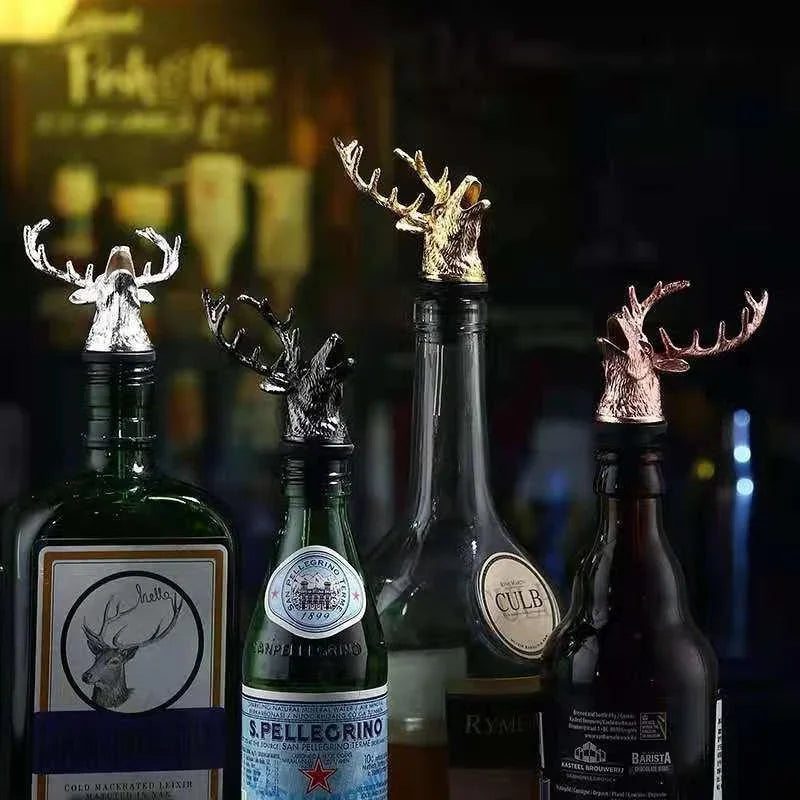 Zinc Alloy Wine/Whiskey Pourer and Bottle Stopper Deer Stag Head Shape