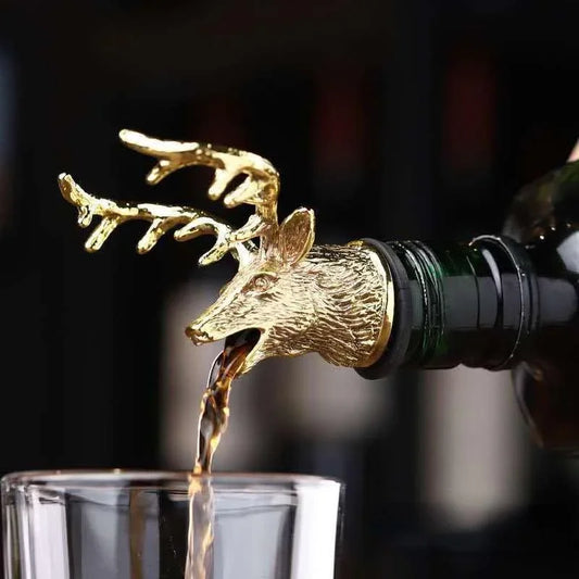 Zinc Alloy Wine/Whiskey Pourer and Bottle Stopper Deer Stag Head Shape